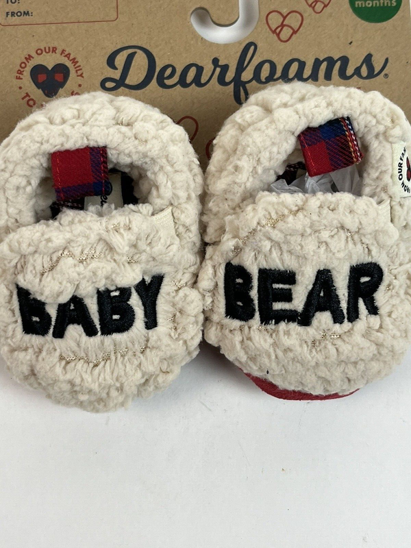 Dearfoams Baby Bear Creme Brulee Plush Slippers 0-3 Months