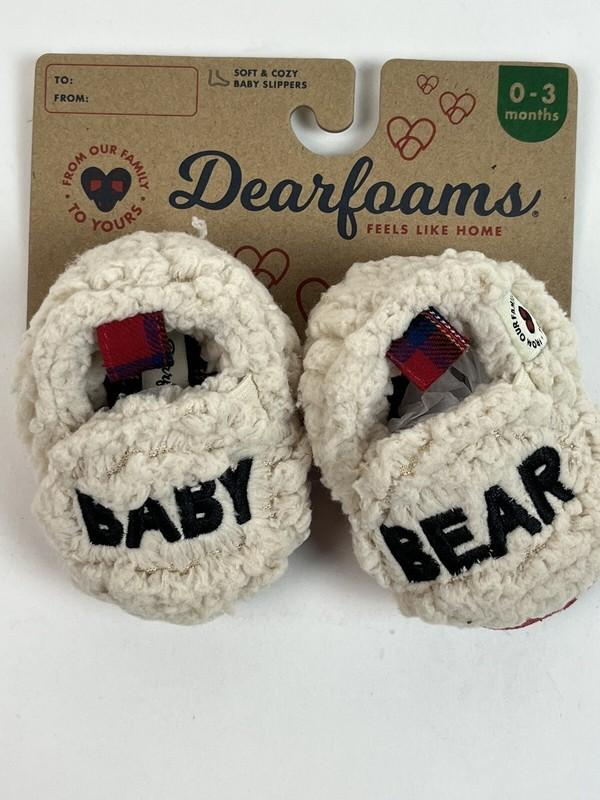 Dearfoams Baby Bear Creme Brulee Plush Slippers 0-3 Months
