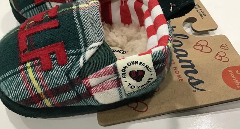 Dearfoams Infant Baby Elf Holiday Red Green Plaid Slippers 3-6 Months NEW