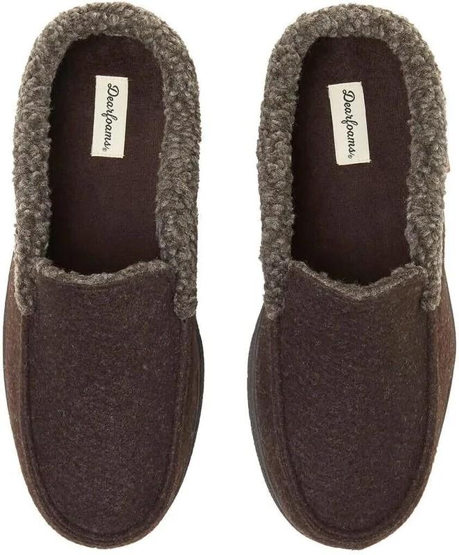 Dearfoams Men's Memory Foam Insole Slipper COFFEE L 11/12