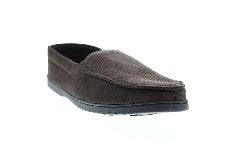 Dearfoams Moccasin WMTCM-30475 Mens Brown Canvas Moccasin Slippers Shoes 14