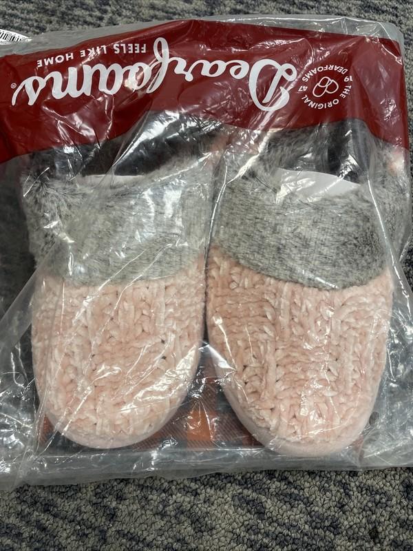 Dearfoams Unisex Kids Chenille Bootie Slipper Size 13 Dusty Pink/Grey NEW -E11F