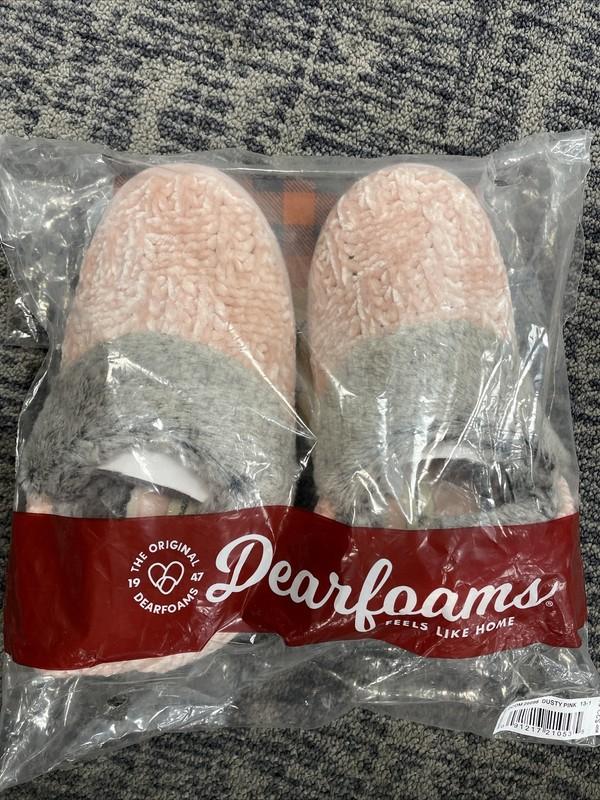 Dearfoams Unisex Kids Chenille Bootie Slipper Size 13 Dusty Pink/Grey NEW -E11F