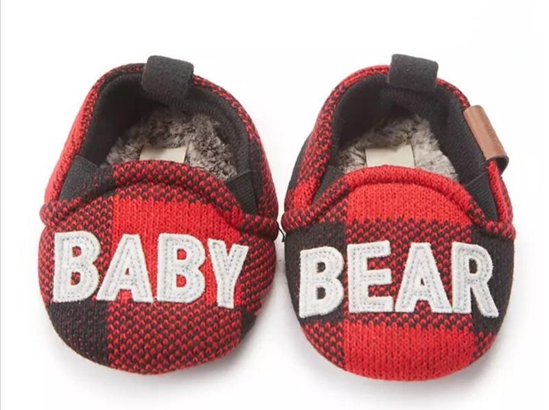 Dearforms SIZE 3-6 Months BABY BEAR Red & Black Plaid Slippers Limited Ed NEW