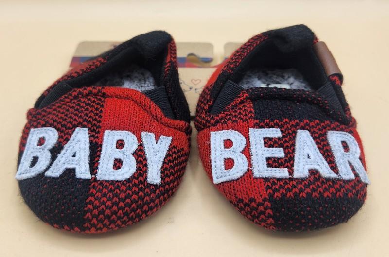 Dearforms SIZE 3-6 Months BABY BEAR Red & Black Plaid Slippers Limited Ed NEW