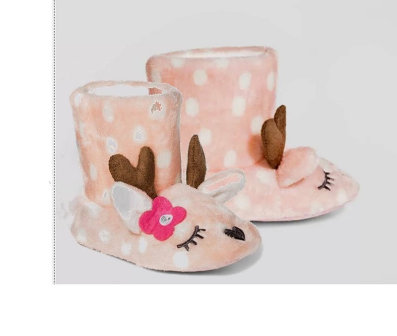 Deer Doe Toddler Girls House Shoes Slipper Boots Slippers Booties Slip Proof NEW