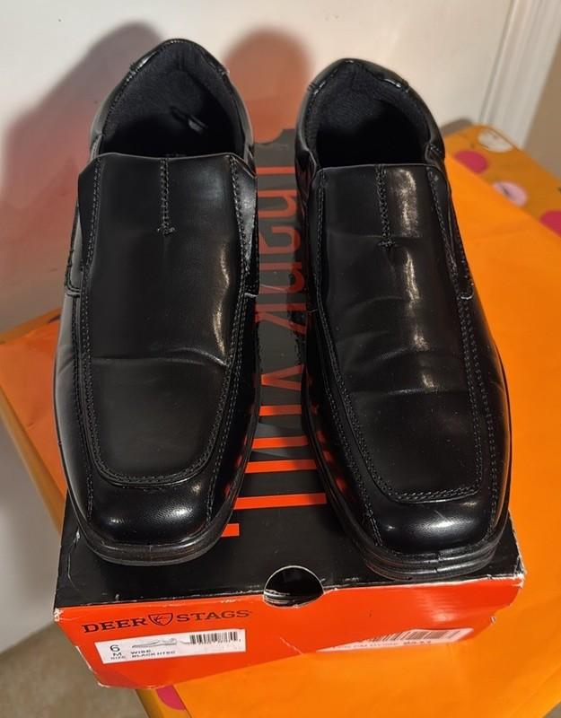 Deer Stags Classic Black Slip On Loafers Big Boy 5.5 (Box Shows 6) Orig $50