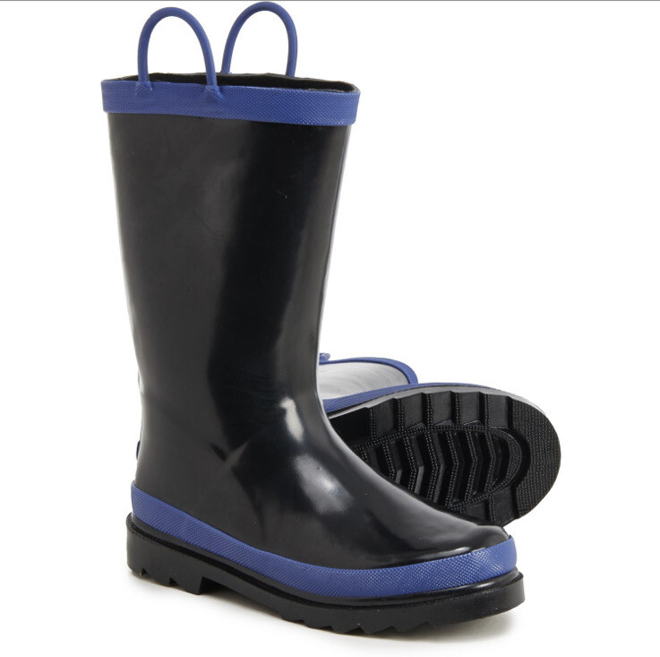 Deer Stags Cloudburst Kids Rain Boots Waterproof Little Boys Size 11 Black/Blue