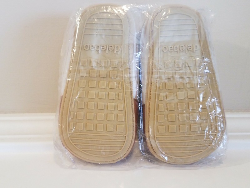 Delebao Baby Infant Antiskid Rubber Sole Canvas Crib Shoes * Brown Sz 13 * NEW
