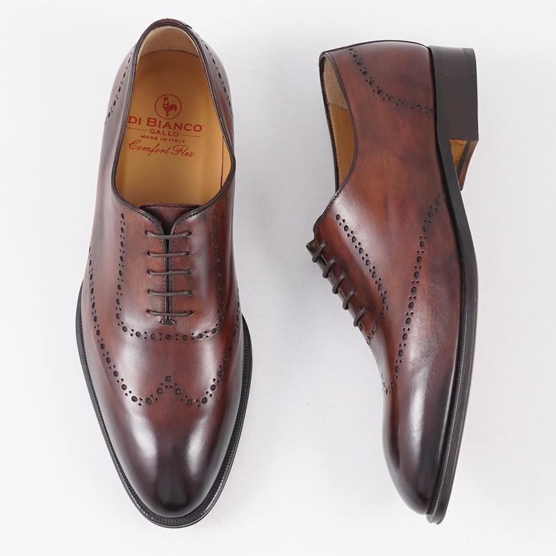 Di Bianco Antiqued Red-Brown Calf Leather Wholecut Dress Shoes 9.5 (Eu 42.5)