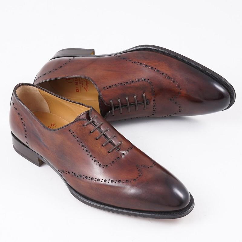 Di Bianco Antiqued Red-Brown Calf Leather Wholecut Dress Shoes 9.5 (Eu 42.5)