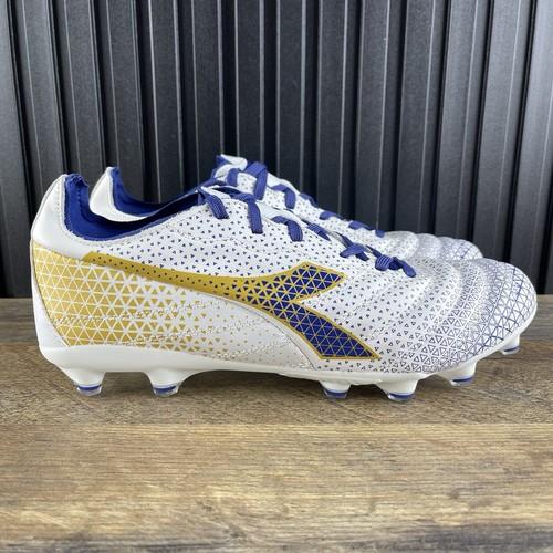 Diadora Brasil Elite GR LT LP12 Sz 8 Mens Sz 9.5 Womens White Blue Soccer Cleats