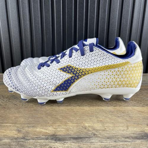 Diadora Brasil Elite GR LT LP12 Sz 8 Mens Sz 9.5 Womens White Blue Soccer Cleats