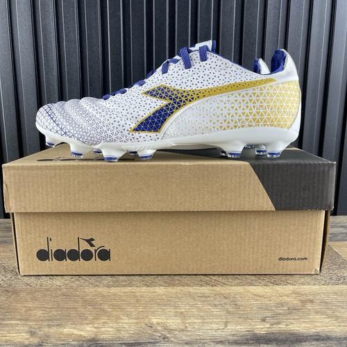 Diadora Brasil Elite GR LT LP12 Sz 8 Mens Sz 9.5 Womens White Blue Soccer Cleats