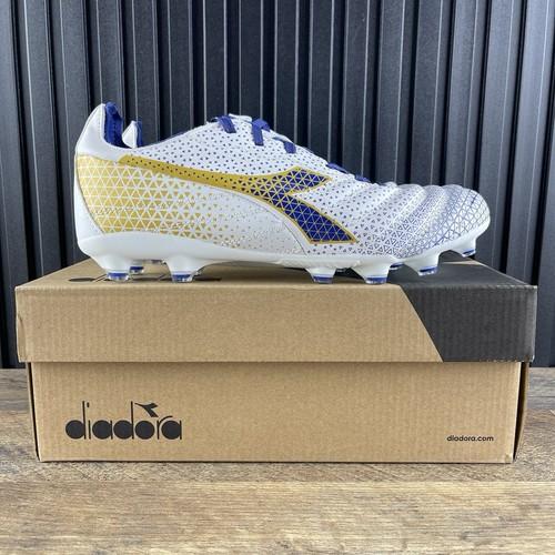 Diadora Brasil Elite GR LT LP12 Sz 8 Mens Sz 9.5 Womens White Blue Soccer Cleats