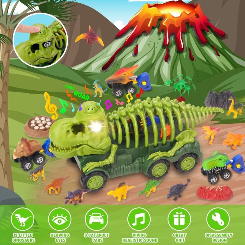 Dinosaur Truck With Sound & Light Toy For Kids 3-5 T Rex Monster Truck Carrier