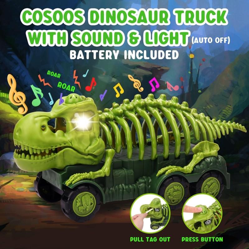 Dinosaur Truck With Sound & Light Toy For Kids 3-5 T Rex Monster Truck Carrier
