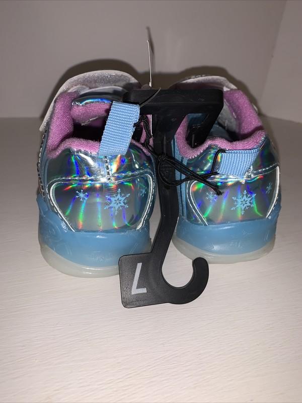 Disney Frozen Athletic Light Up Shoes. Lt Blue. Velcr + Elastic Band Closure