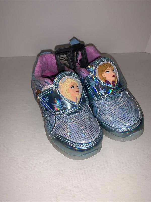 Disney Frozen Athletic Light up Shoes. Lt Blue. Velcr + elastic band closure