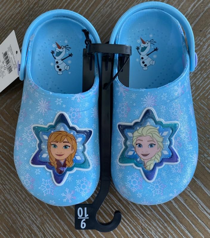 Disney Frozen Blue Elsa Anna Snowflake Slingback Clogs Sandals Toddler Girl 9-10