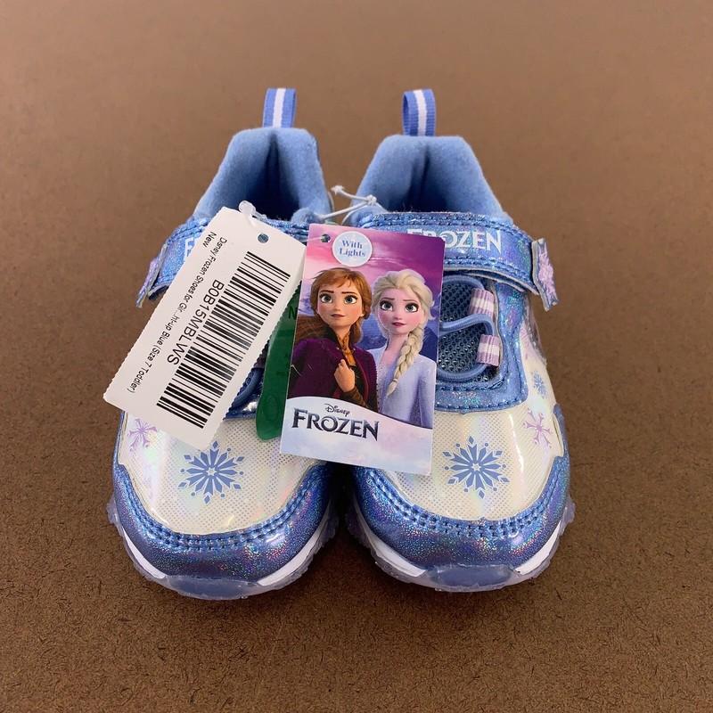 Disney Frozen Girls Shoe Size 7 Blue Hook & Loop Close Light-Up Sneakers NWT