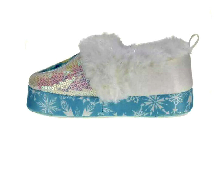 Disney Frozen Kid Anna And Elsa Faux Fur Cushioned Slippers 11/12 Toddler