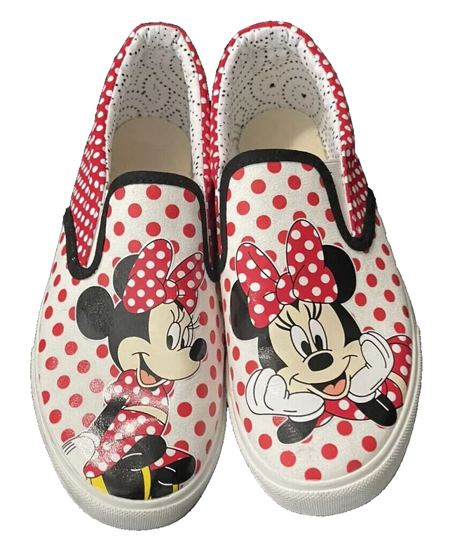 Disney Girl SIZE 3 Minnie Mouse Twin Gore Slip-On Shoes COLOR RED White NWT