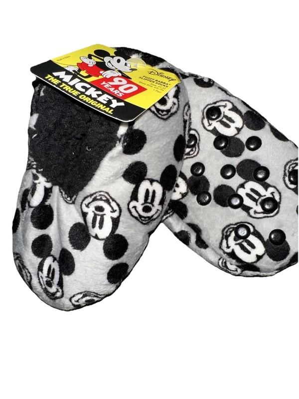 Disney Mickey Mouse Fuzzy Babba Slipper Socks Size 2T-3T Slip Safe