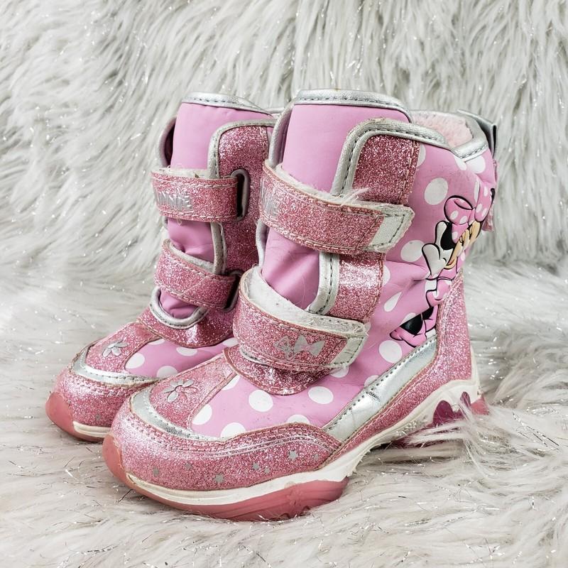 DISNEY Minnie Mouse Pink Sparkle Girls Boots Kids Size 8