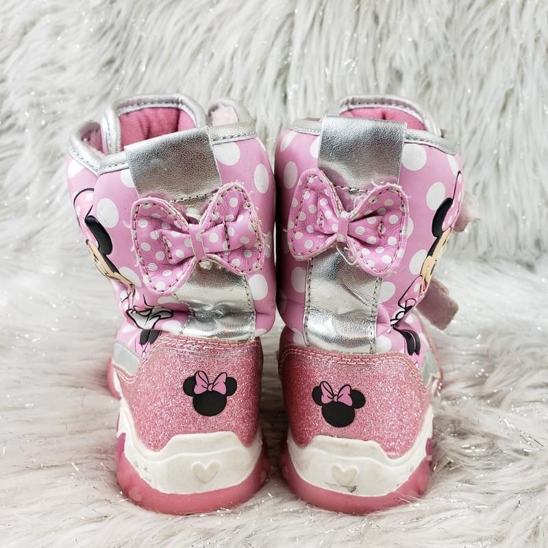DISNEY Minnie Mouse Pink Sparkle Girls Boots Kids Size 8