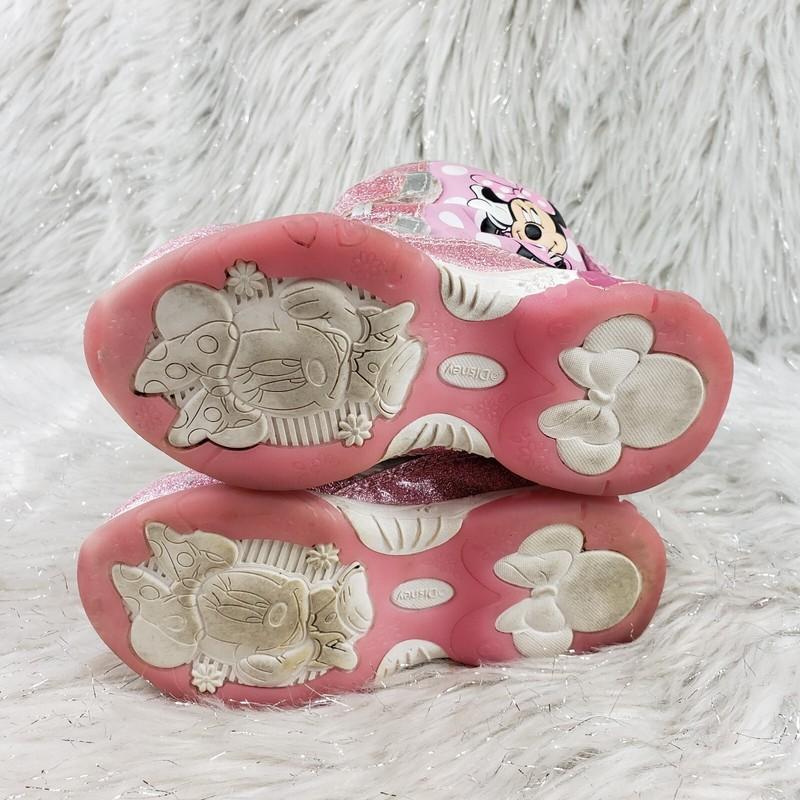 DISNEY Minnie Mouse Pink Sparkle Girls Boots Kids Size 8