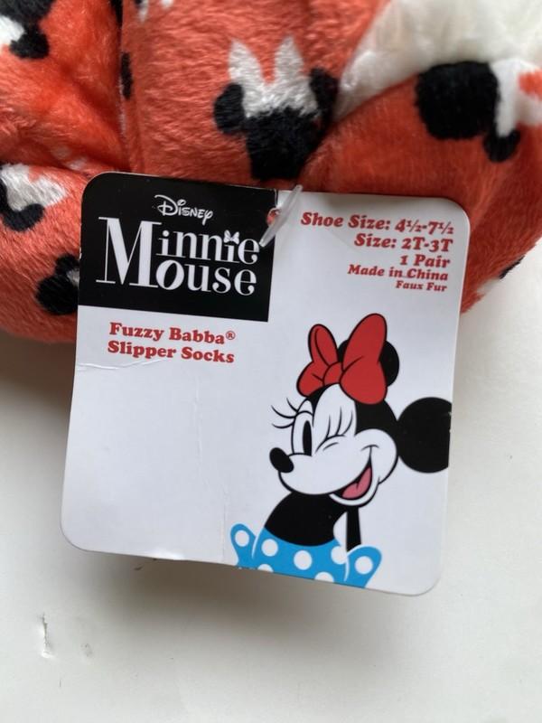 Disney Minnie Mouse Toddler Girl’s 2T-3T Gripper Slipper Socks Red Fleece New