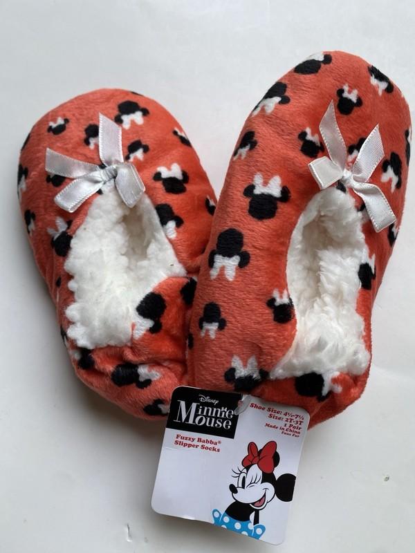 Disney Minnie Mouse Toddler Girl’s 2T-3T Gripper Slipper Socks Red Fleece New
