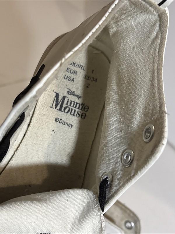 Disney Minnie Mouse Youth Size 2 White Tennis Shoes Sneakers