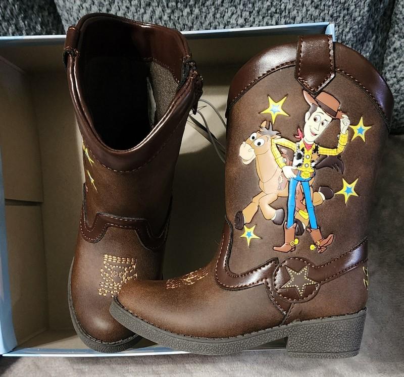 Disney Pixar Toy Story Cowboy Boots Woody & Bullseye KIDS Size 7 Zip Close New
