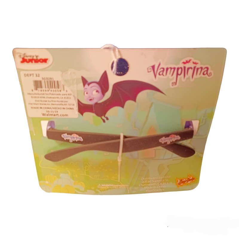 Disney Vampirina Girls Flip Flops/Sandals W/Back Strap & Mask Sunglasses-9/10