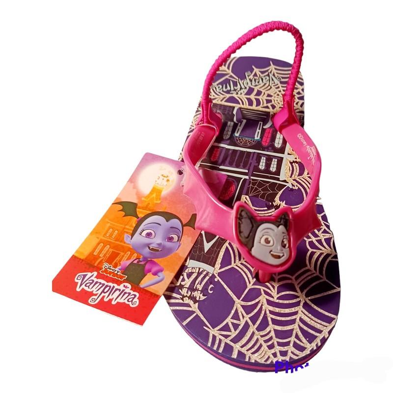 Disney Vampirina Girls Flip Flops/Sandals W/Back Strap & Mask Sunglasses-9/10
