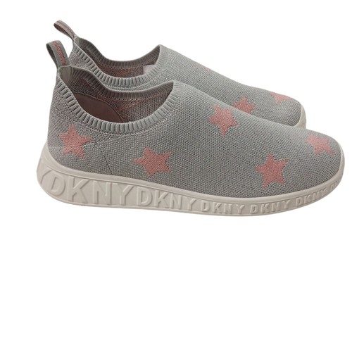 DKNY Girls Size 5 Allie Star Slip On Athletic Sneaker Shoes Gray