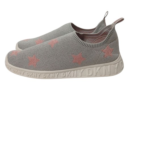 DKNY Girls Size 5 Allie Star Slip On Athletic Sneaker Shoes Gray