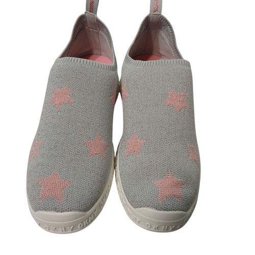 DKNY Girls Size 5 Allie Star Slip On Athletic Sneaker Shoes Gray