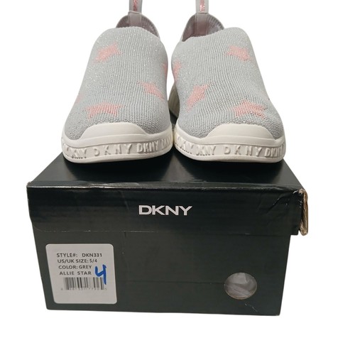 DKNY Girls Size 5 Allie Star Slip On Athletic Sneaker Shoes Gray