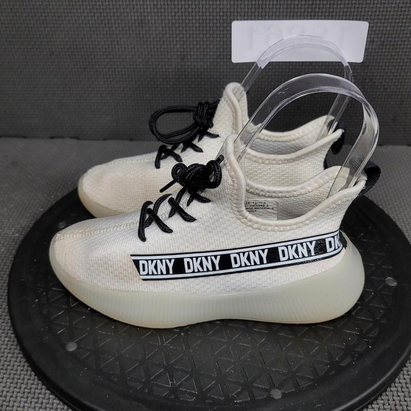 DKNY Landon Knit Shoes Toddler Sz 12 White Black Sneakers
