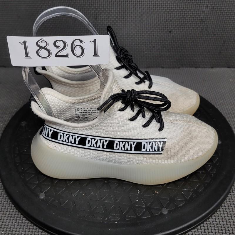 DKNY Landon Knit Shoes Toddler Sz 12 White Black Sneakers