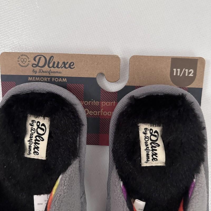 Dluxe By Dearfoams "Scare Squad" Memory Foam Gray Fleece Slipper
