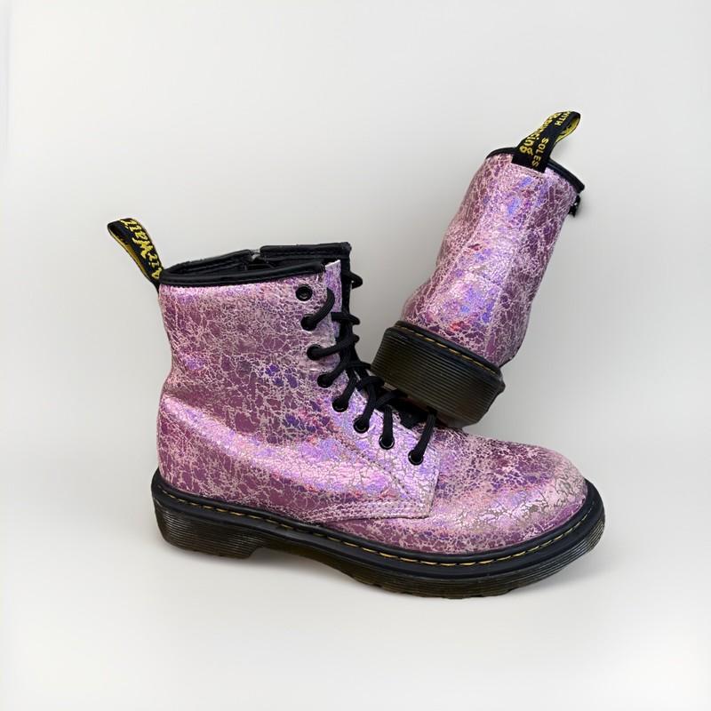 Doc Dr. Martin Girls Size 2 Boots Shiny Metallic Pink Punk Grunge Y2K