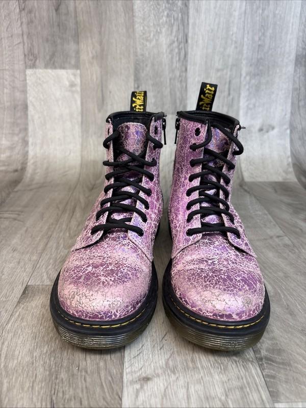 Doc Dr. Martin Girls Size 2 Boots Shiny Metallic Pink Punk Grunge Y2K