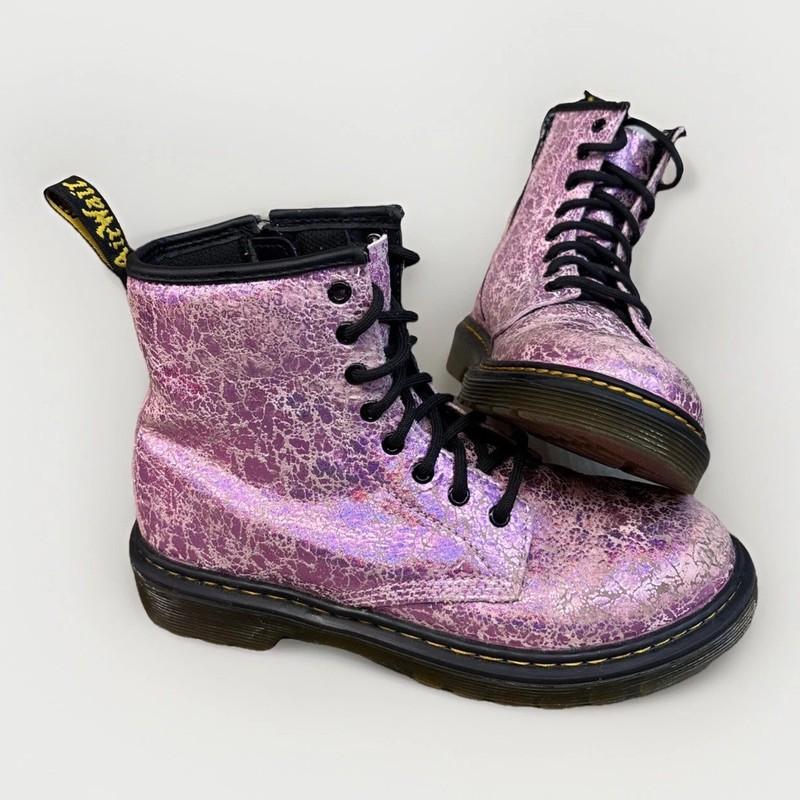 Doc Dr. Martin Girls Size 2 Boots Shiny Metallic Pink Punk Grunge Y2K