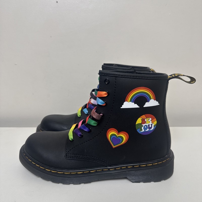 Doc MARTENS Airwair Kids 1460J Lace Up Zip Up Rainbow Boots Be You Size 4 AG