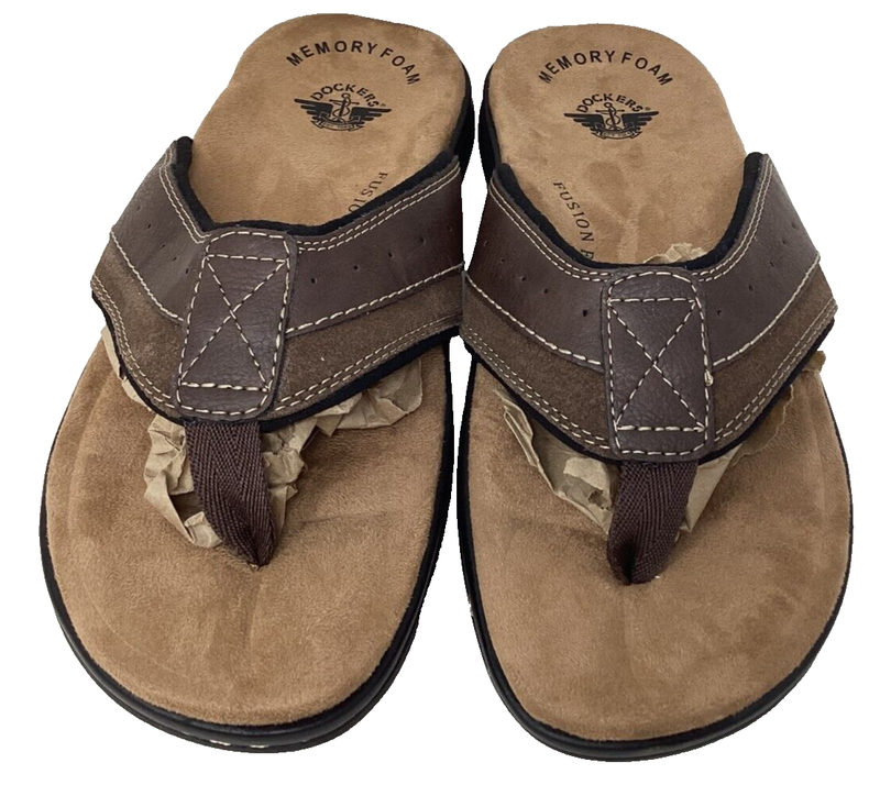 Dockers Men's Laguna Slip On Comfort Flip Flop Sandals Brown Size:11 191Q