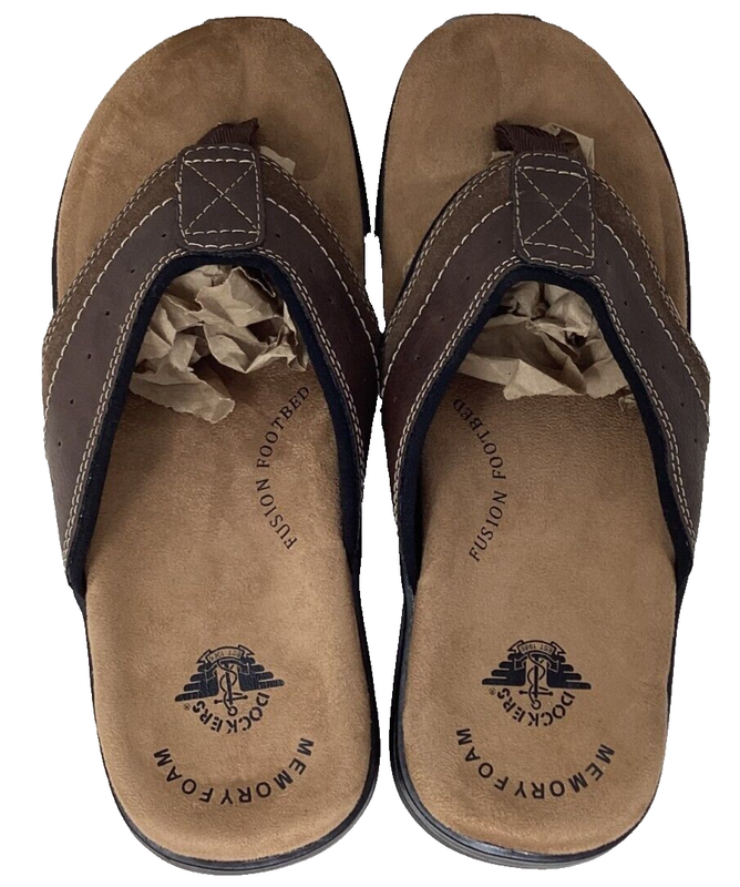 Dockers Men's Laguna Slip On Comfort Flip Flop Sandals Brown Size:11 191Q